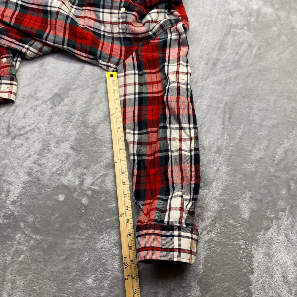 LRL Lauren Jeans‎ Co Ralph Lauren Plaid Flannel Shirt Red Long Sleeve Top Size L - Picture 5 of 7